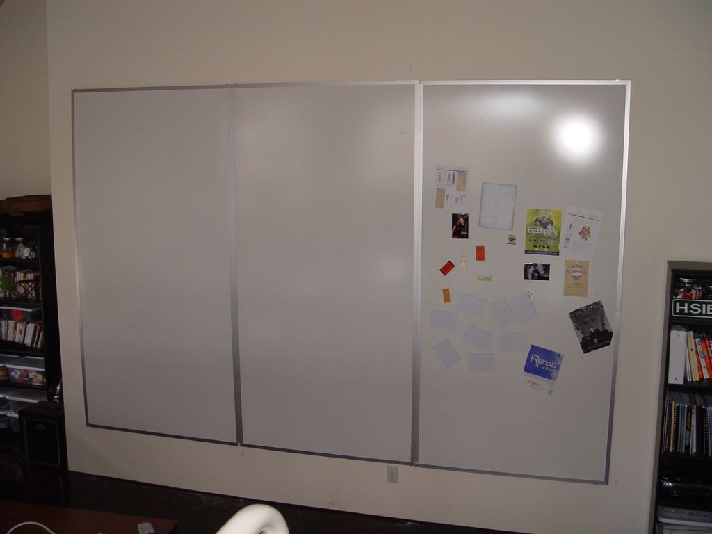 Three 4'x8' whiteboards perfectly level and tangen