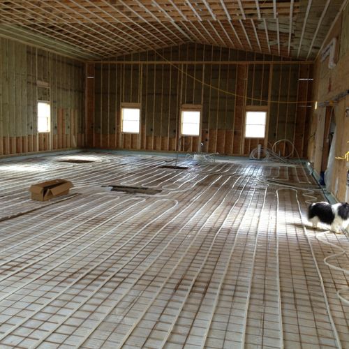 The start to the heated floor for the garage at OC
