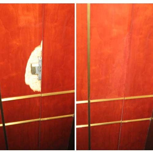 Elevator wood panel repair restoration (fill in to