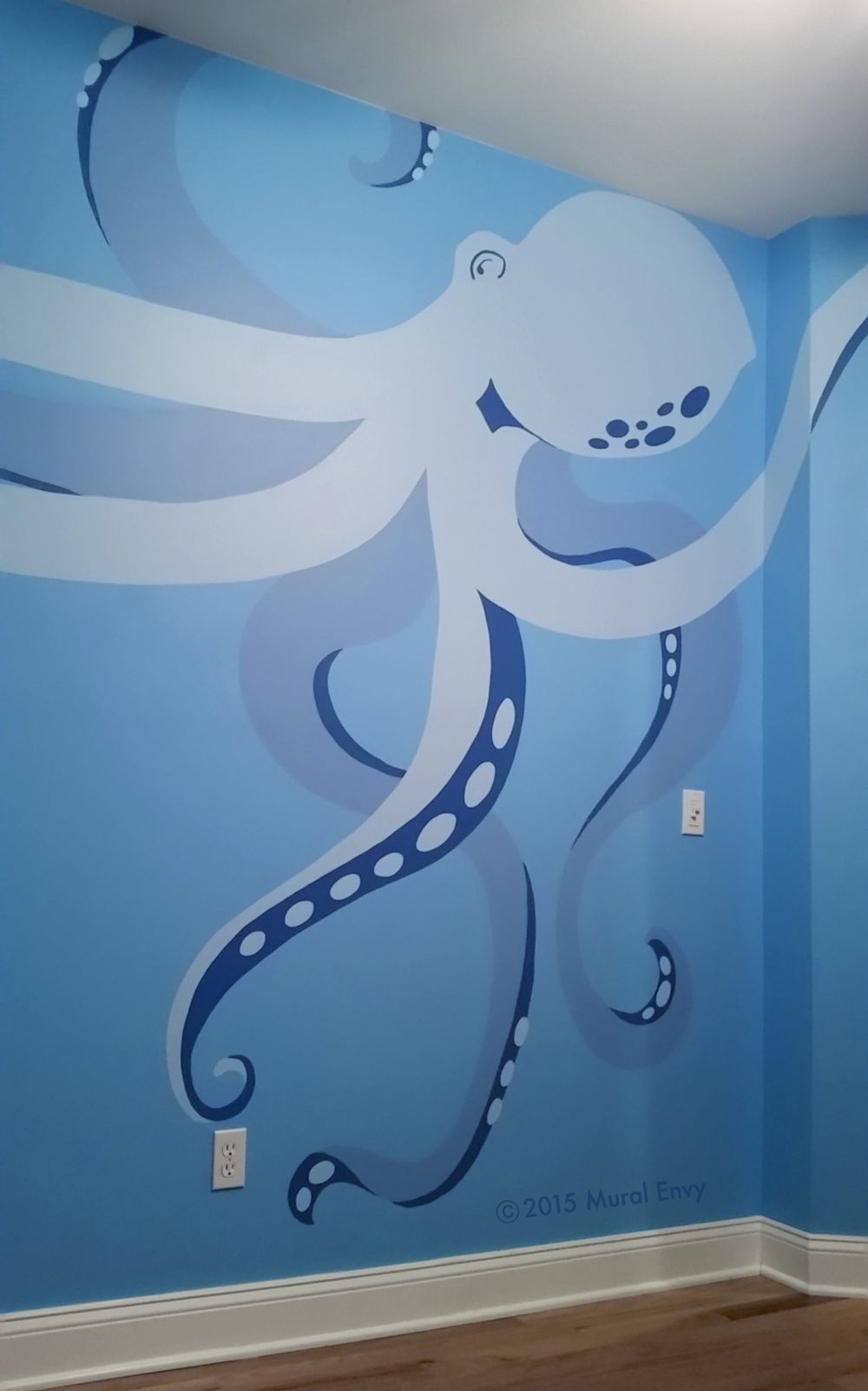 Hand-painted octopus mural for teen bedroom. Reque