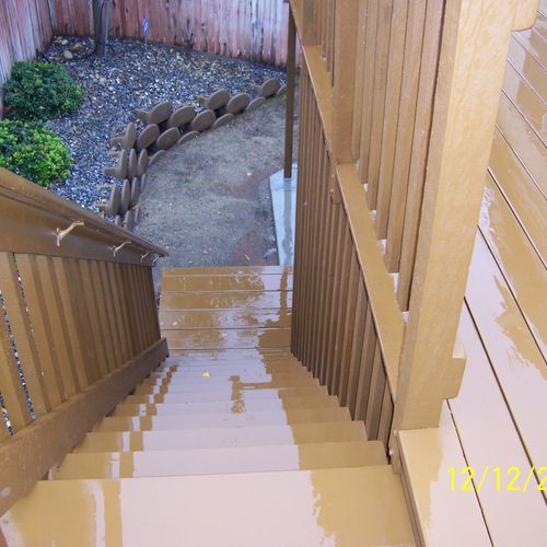 stairs from Deck, patio cover to Kitchen area