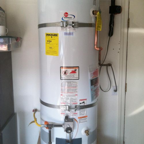 50 gallon water heater installled