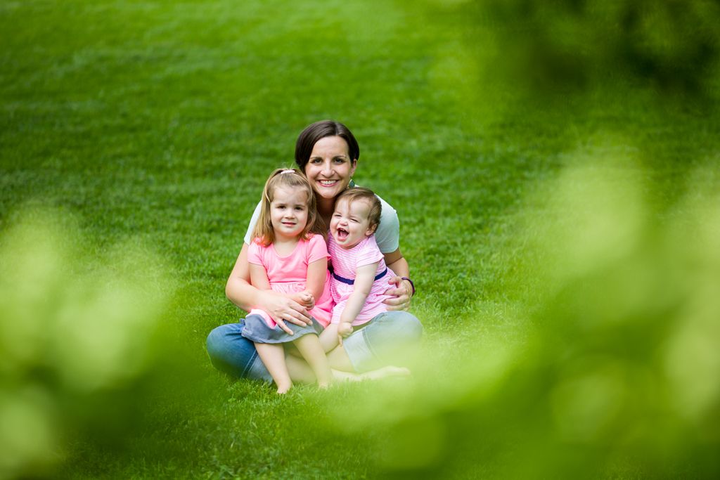 Family portrait in the backyard