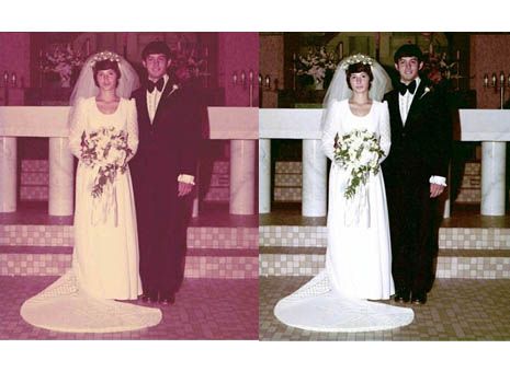 Sample of Photo Restoration. 1970s Wedding Photo w
