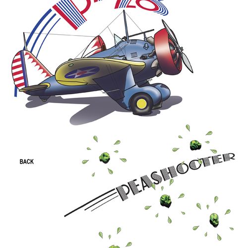Front and back of t-shirt design for the P-26 "Pea