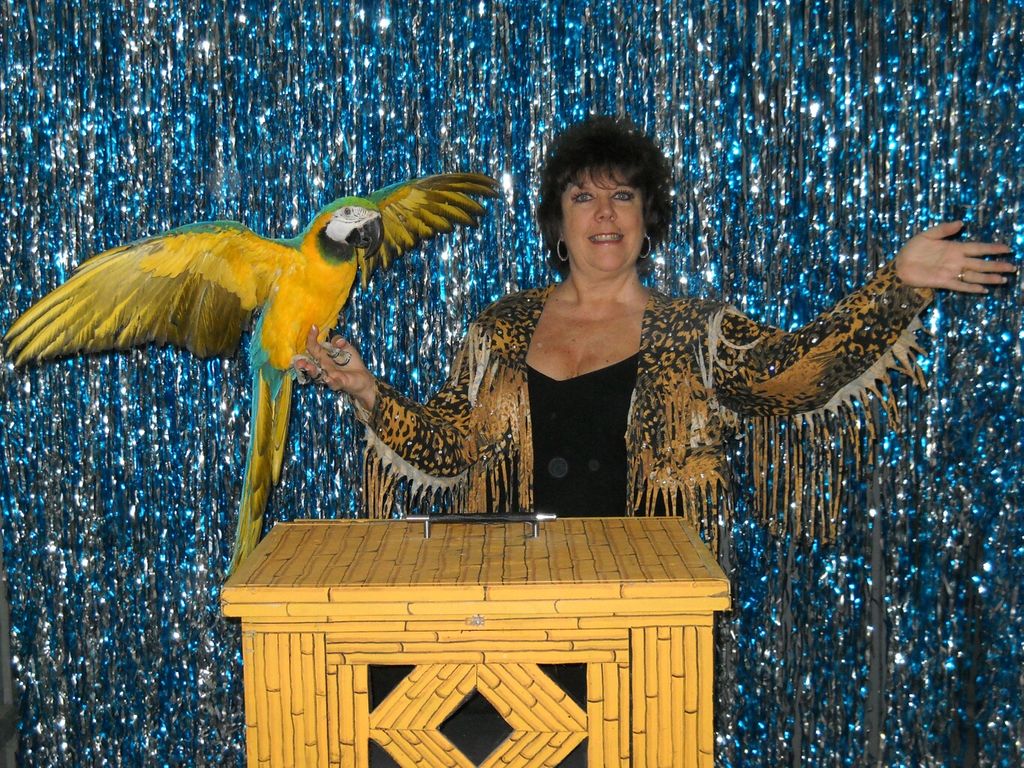 The calls of exotic birds echo throughout the perf