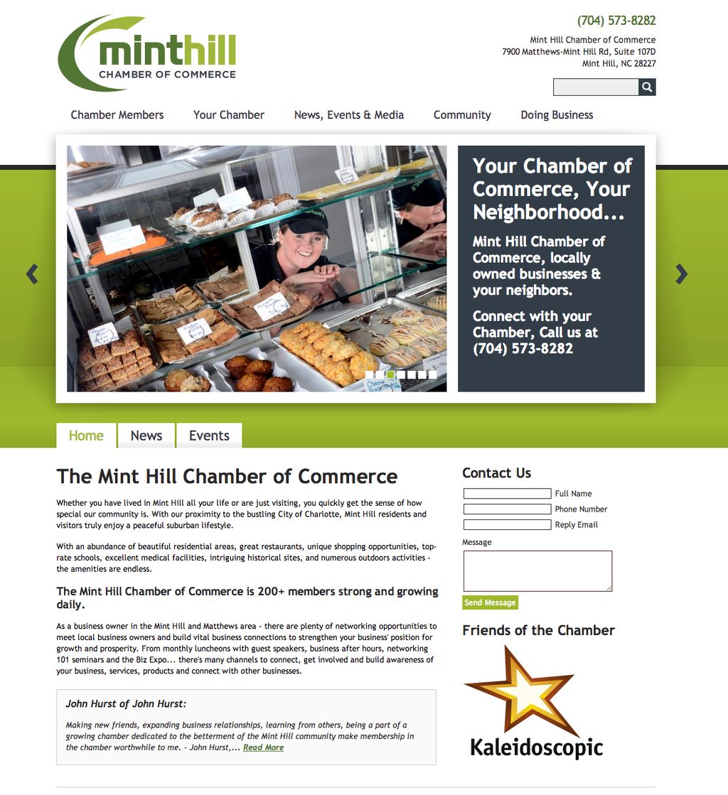 Mint Hill Chamber of Commerce website design and d