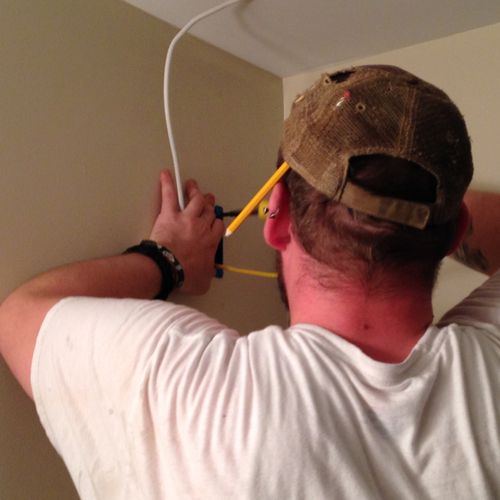 Adding in a new outlet for tv.