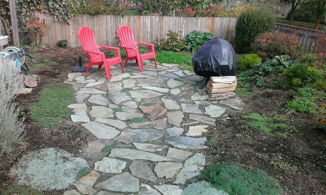 Flagstone patio and garden design.