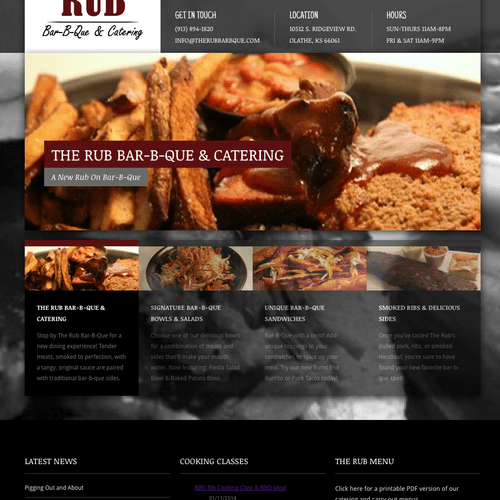 Website, logo, menu and signage design for The Rub