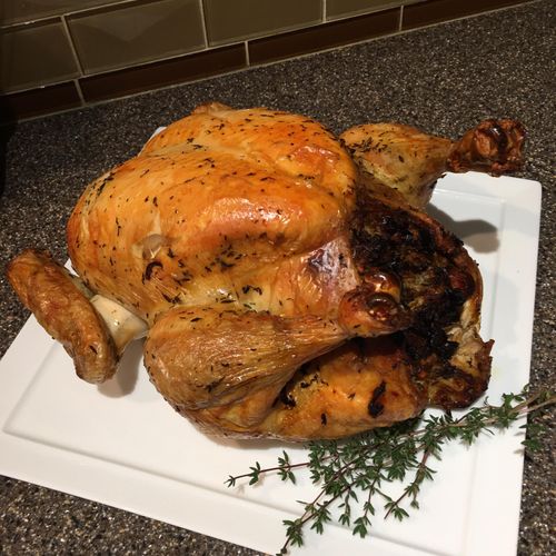 Herb-Roasted Hen with Sausage Stuffing