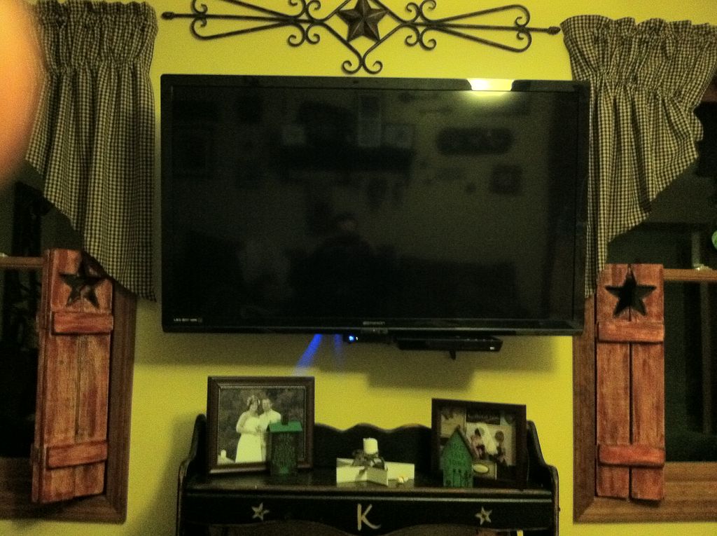 50 in  flat screen with cables concealed  in the w