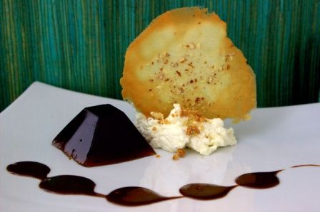 Espresso/ coffee liqueur gelee with goat cheese, a