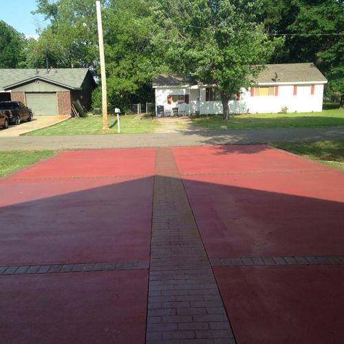 stripped and restained full driveway with the stam