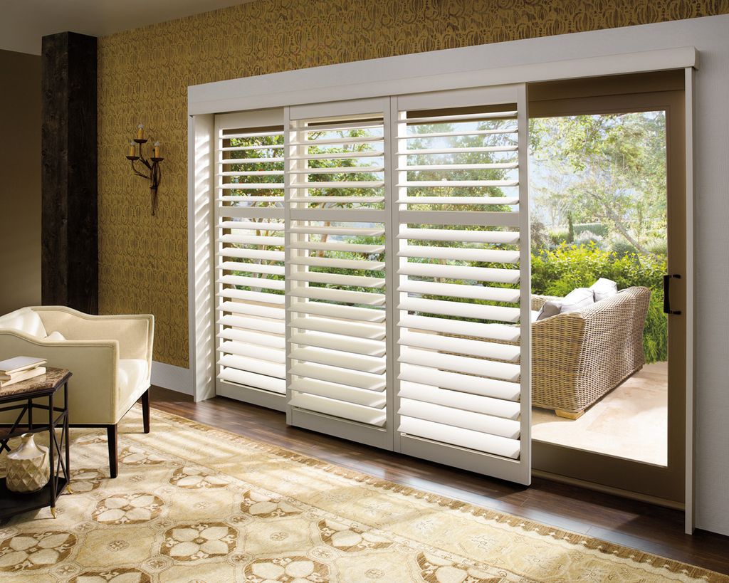 Palm Beach Shutters on Sliding Door by Hunter Doug