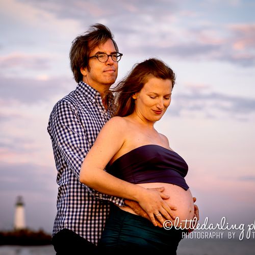 Pregnant couple at local Santa Cruz beach
