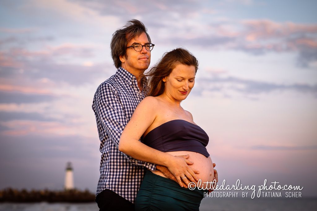 Pregnant couple at local Santa Cruz beach