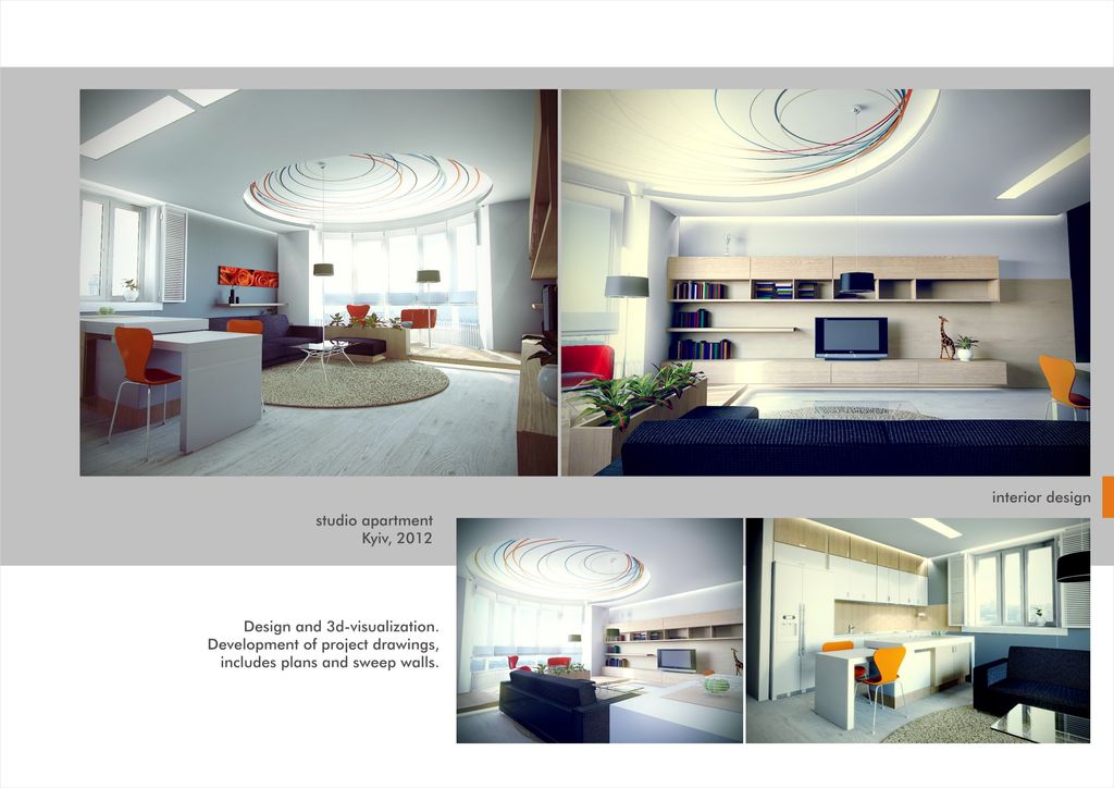 Interior of studio apartment. Kyiv, Ukraine