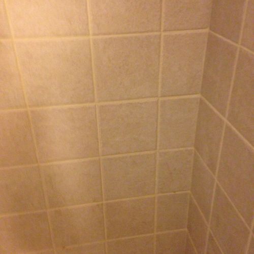 Before picture of bathroom tile