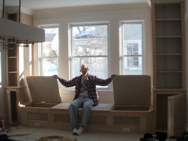 This is one of the window seats with storage and a