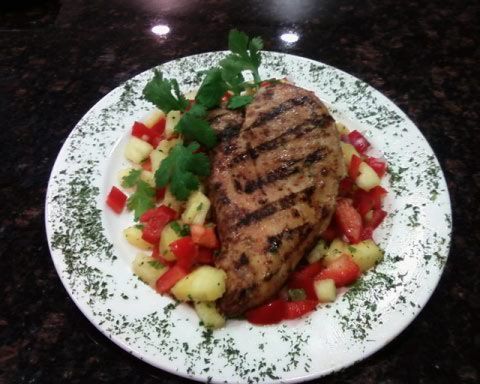 Grilled Chicken Breast w/ Mango & Peppers Salsa