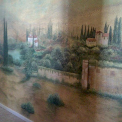 Tuscan Hillside painted in a long hallway