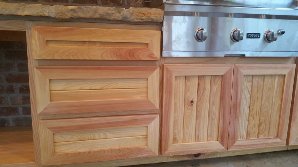 Cypress cabinetry for outdoor kitchen.