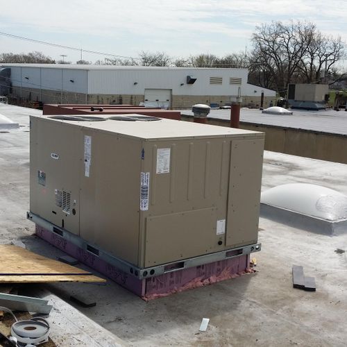 Packaged rooftop unit that was placed on top of a 