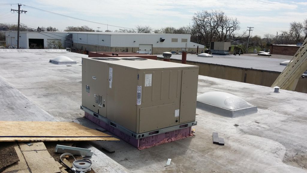Packaged rooftop unit that was placed on top of a 