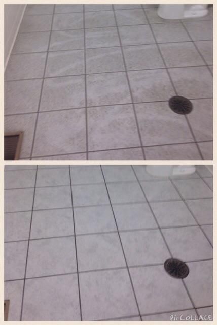 before & after tile cleaning at a Woodbury, Mn til