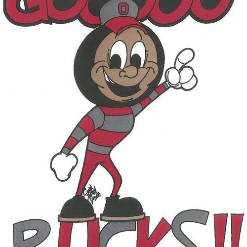 Caricature of the Ohio St. mascot.