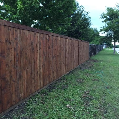 side by side cedar fence with single trim, kickboa