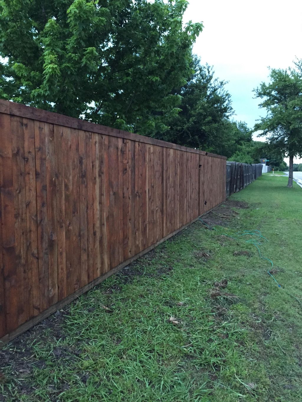 side by side cedar fence with single trim, kickboa