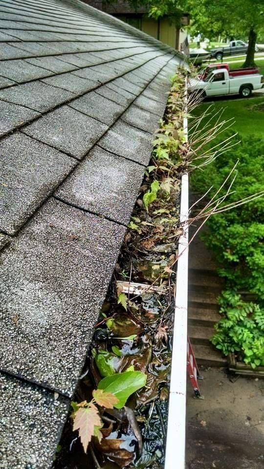 Before - Overflowing gutters