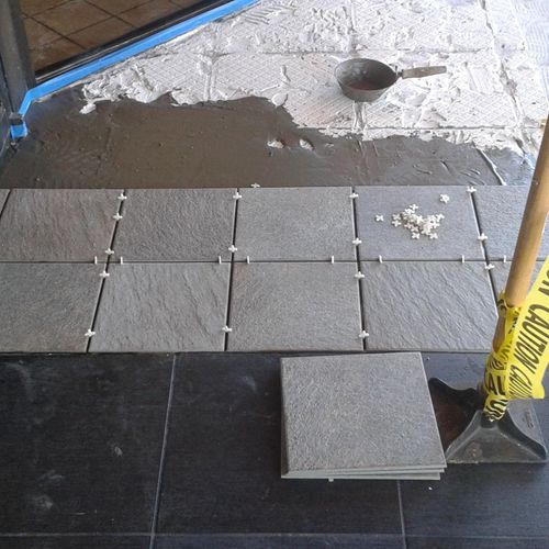 Floor tiles outside at the dealership