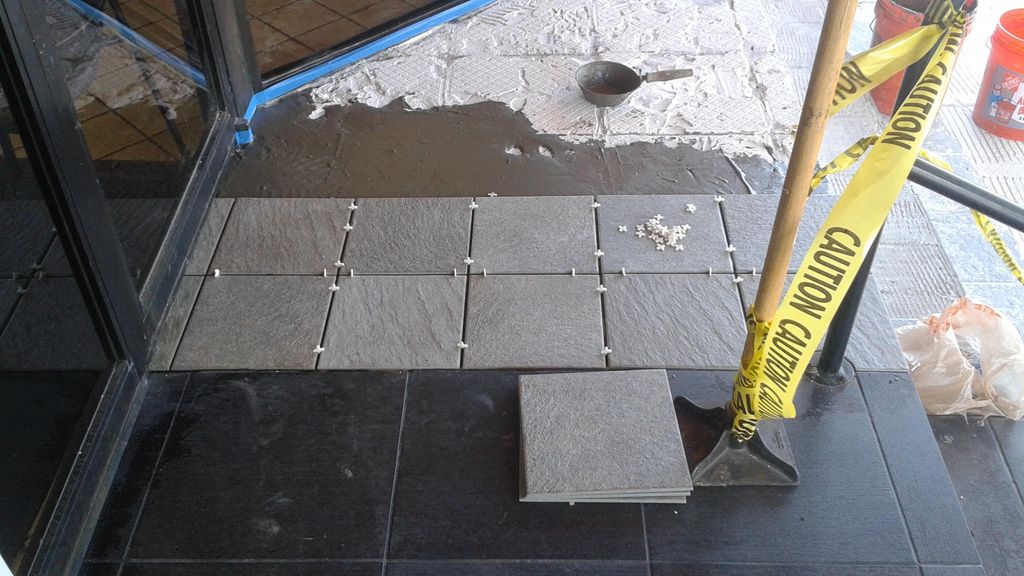 Floor tiles outside at the dealership