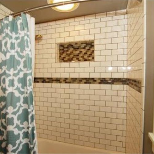 Custom Tile Shower - Wall niche, accent, subway, c