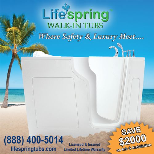 Printed advertisement for walk-in tubs