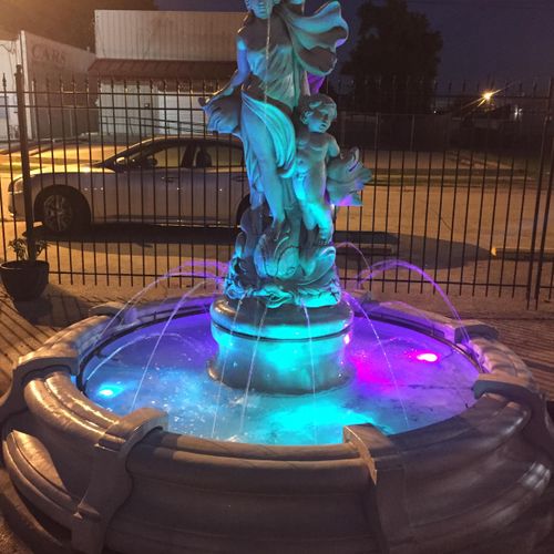 Fountain install with LED lights