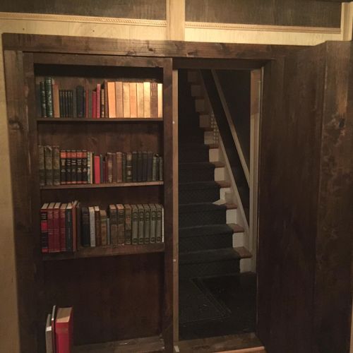 secret passage door/library cabinet