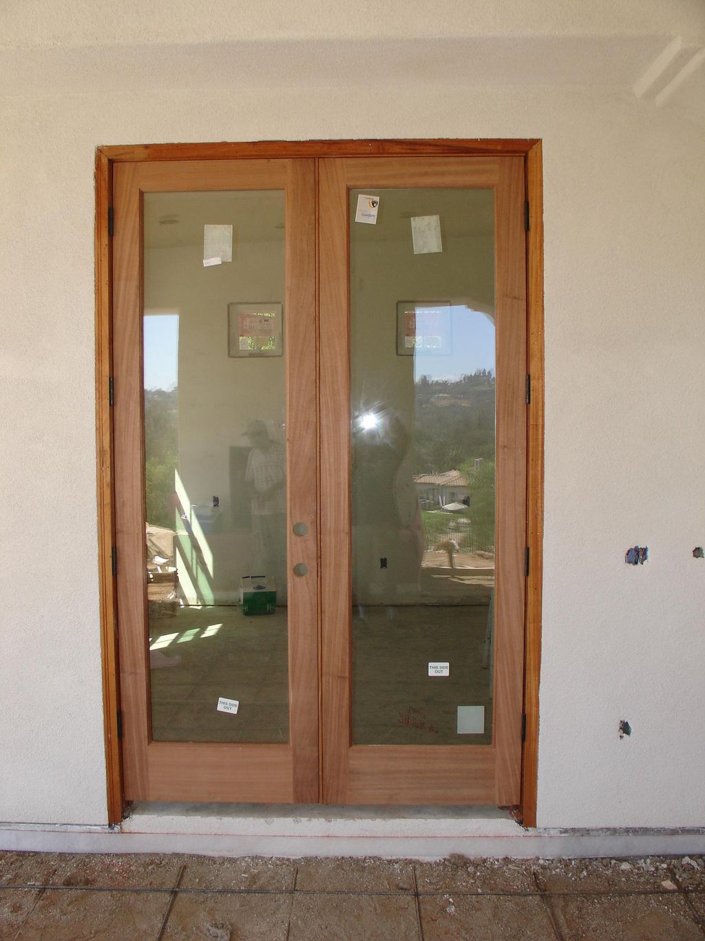 Exterior Mahogany doors, all set for finish.