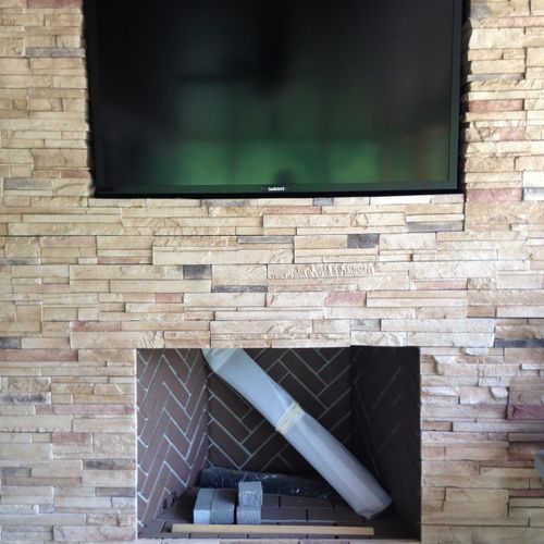 Outdoor TV Flush with stone wall