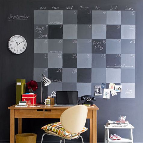 Office with Chalk board wall Calendar
