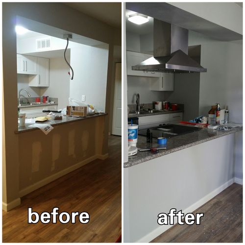 Kitchen upgrades: Stove, Vent hood, Drywall Repair