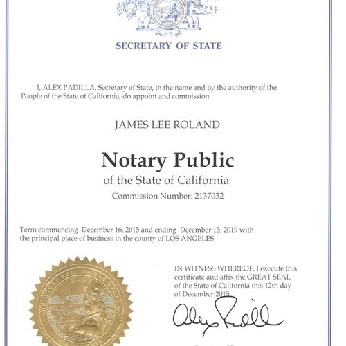State of California Certified Notary Signing Agent