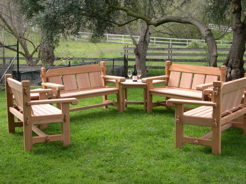 Custom Mahogany Outdoor Benches.