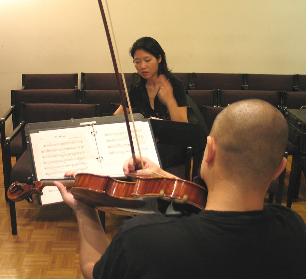 Rehearsing trio before recording in the studio