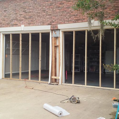 The start of restructuring the garage doors, so de