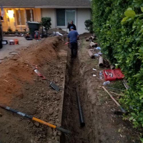 replacement of main sewer line from the house to t