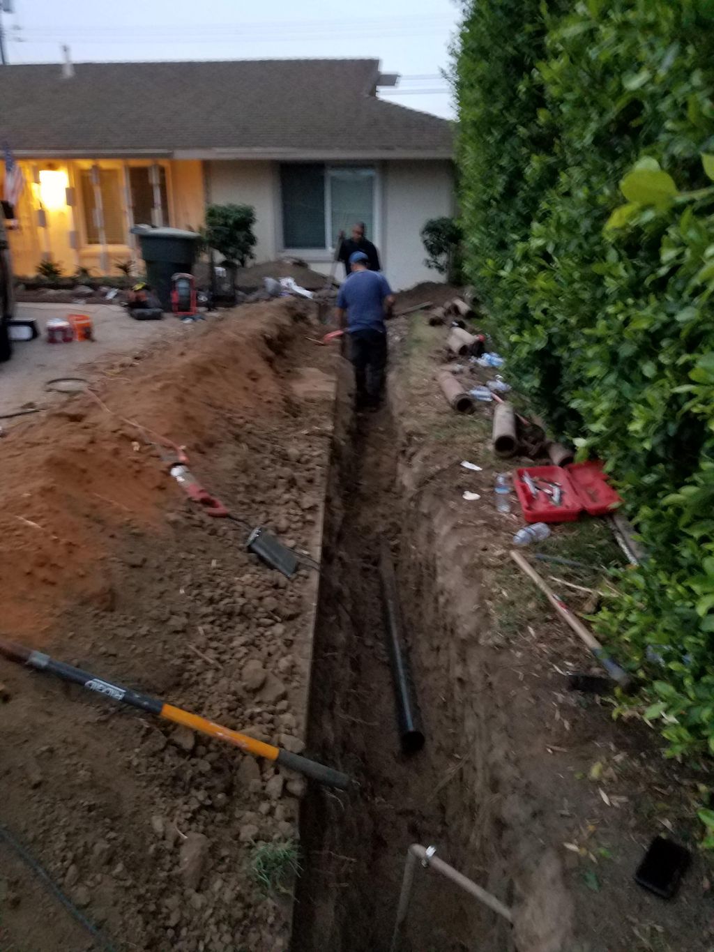 replacement of main sewer line from the house to t